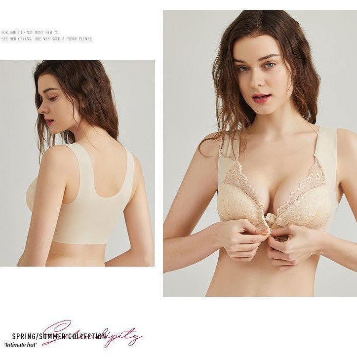 Soutiens-gorge transfrontaliers, européens et américains à boutons à l’avant, grandes tailles de poitrine rentrée, joli dos en dentelle, soutiens-gorge, fronce, soutiens-gorge de sport, gilets sexy – Image 4