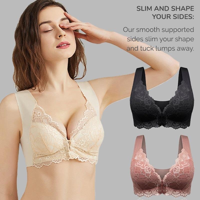 Soutiens-gorge transfrontaliers, européens et américains à boutons à l’avant, grandes tailles de poitrine rentrée, joli dos en dentelle, soutiens-gorge, fronce, soutiens-gorge de sport, gilets sexy