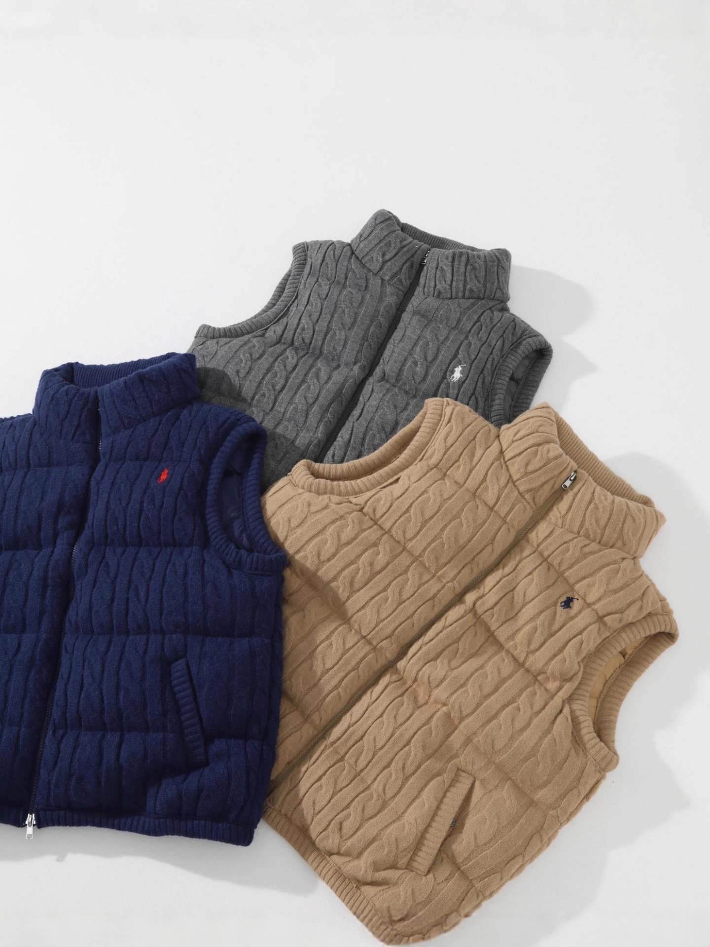 Version correcte : Polo RL Raff pony broderie en torsades en duvet gilet en duvet unisexe modèle – Image 4