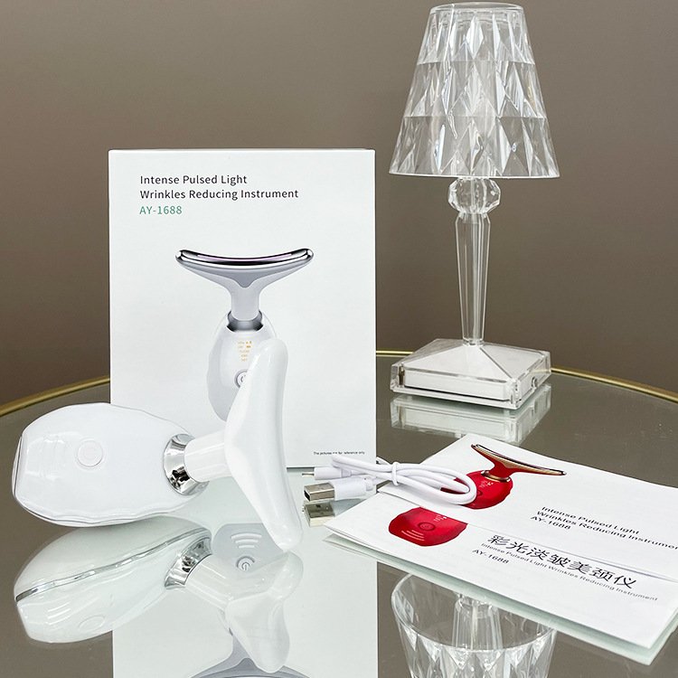 Dispositif de beauté pour le cou tricolore qui éclaircit les lignes de col, masseur de cou, masseur cervical, protège-cou qui soulève et tend, dispositif anti-rides pour l’élimination des plis nasogéniens – Image 4