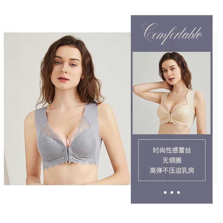 Soutiens-gorge transfrontaliers, européens et américains à boutons à l’avant, grandes tailles de poitrine rentrée, joli dos en dentelle, soutiens-gorge, fronce, soutiens-gorge de sport, gilets sexy – Image 2
