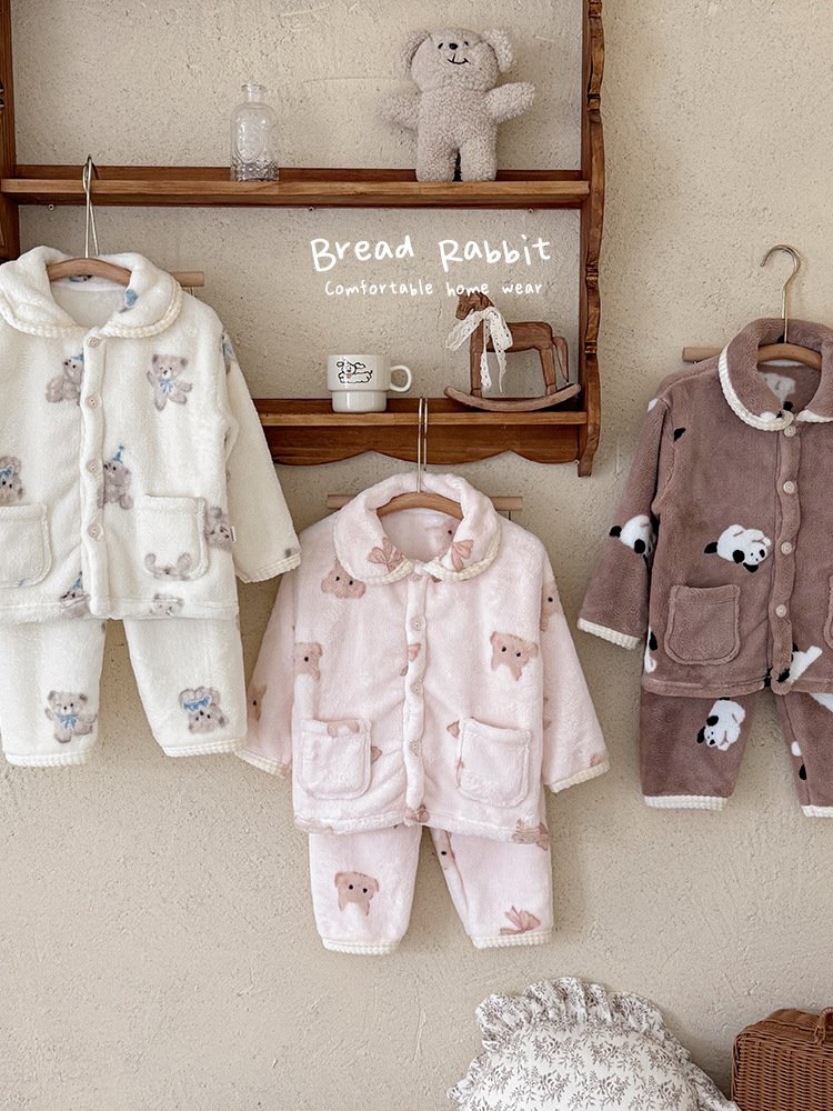 Bread Rabbit Plush Milk Tenue pour enfants Maison 2025 Automne et Hiver Nouveaux dessins animés Cardigan Home à manches courtes – Image 5